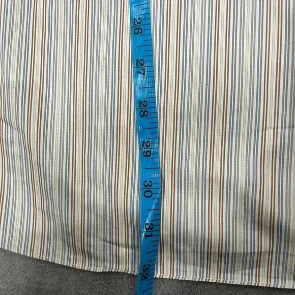 [17]Ermenegildo Zegna Rossini  Regular Brown/ Blue Pinstripes Dress Shirt - Picture 11 of 12